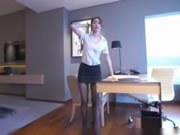 Chinese model black silk uniform secretary in the hotel