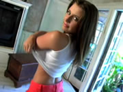 Beautiful breasts girl takes off her clothes